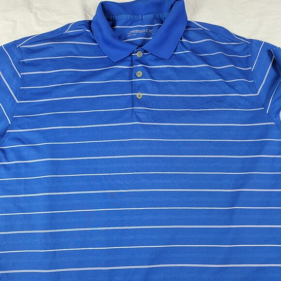 Nike Golf Dri Fit Polo Shirt Mens XXL Blue Striped Outdoors Summer Casual - Picture 3 of 11